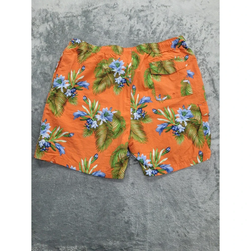 Tommy Bahama Swim Trunks Mens XL‎ Orange Tropical Floral Cargo Mesh